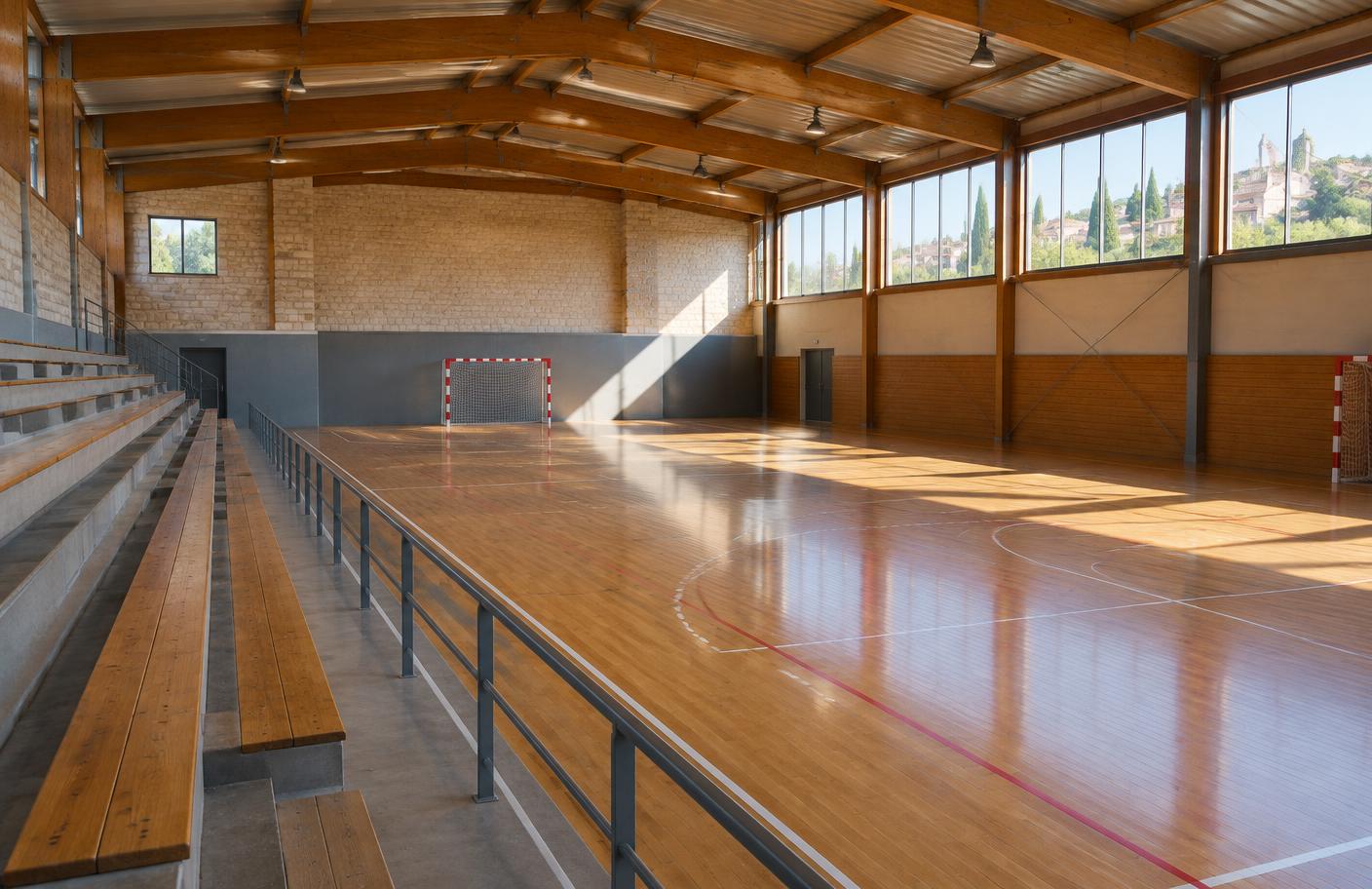 Salle des sports de Palaja et son parquet de handball